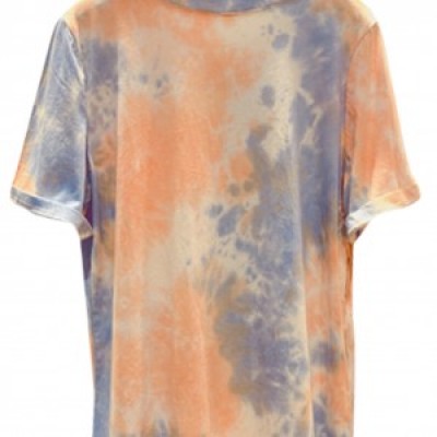 SKT053 Design Women's Contrast Tie Dye T-Shirt Loose Round Neck Short Sleeve T-Shirt T-Shirt Manufacturer detail view-1